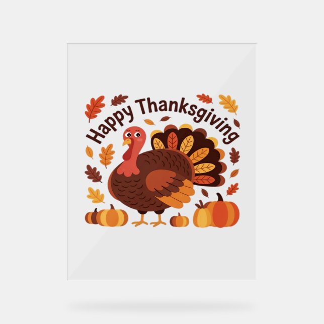 Thanksgiving Turkey – Autumn Holiday Classic Overs Acrylic Sign (Front)
