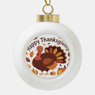 Thanksgiving Turkey – Autumn Holiday Classic Overs Ceramic Ball Christmas Ornament