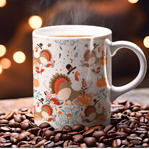 Thanksgiving Turkey Autumn Pattern Coffee Mug