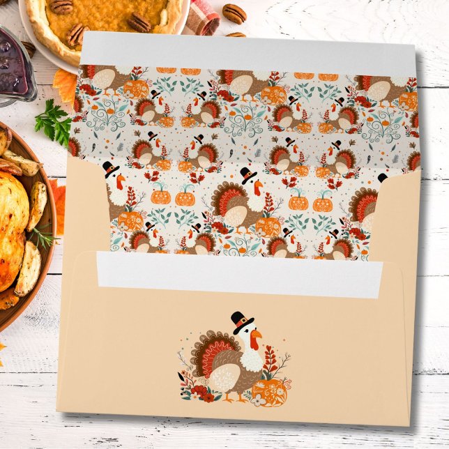 Thanksgiving Turkey Autumn Pattern With Turkey Envelope (Creator Uploaded)