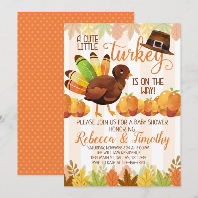 Thanksgiving Turkey Baby Shower Invitation Invite (Front/Back)
