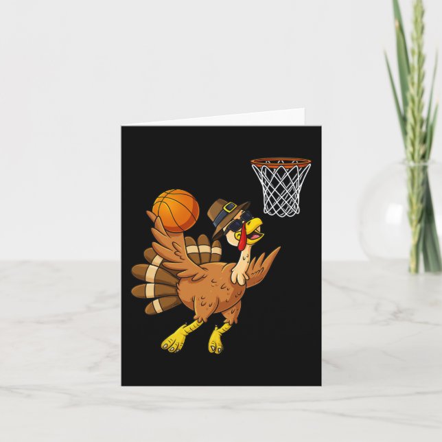 Thanksgiving Turkey Basketball Player Fun Boys Gir Card (Front)
