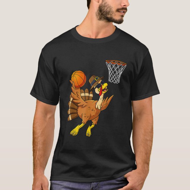 Thanksgiving Turkey Basketball Player Funny Boys G T-Shirt (Front)