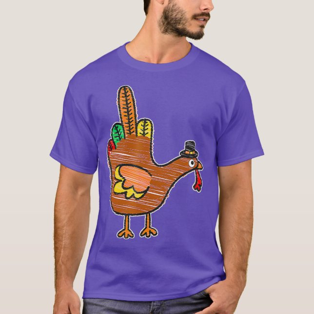 Thanksgiving Turkey Bird Middle Finger T-Shirt (Front)