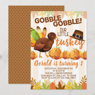 Thanksgiving Turkey Birthday Invitation Invite