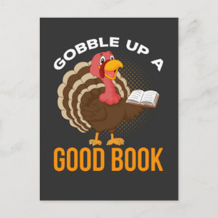 Thanksgiving Turkey Book Reader Humour Bookworm Postcard
