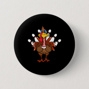 Thanksgiving Turkey Bowling  6 Cm Round Badge