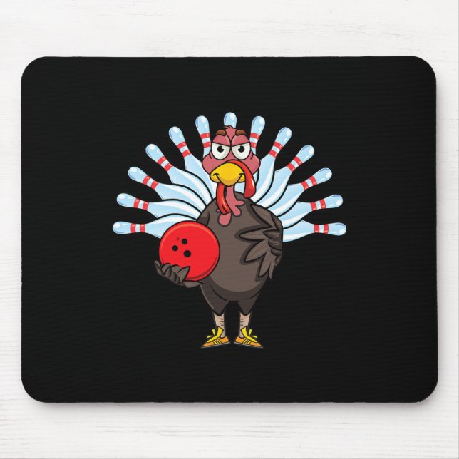 Thanksgiving Turkey Bowling Pin Matching Team Gift Mouse Mat (Front)