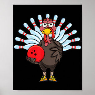 Thanksgiving Turkey Bowling Pin Matching Team Gift Poster