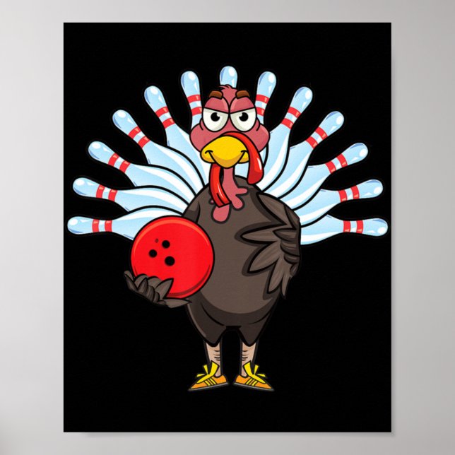 Thanksgiving Turkey Bowling Pin Matching Team Gift Poster (Front)