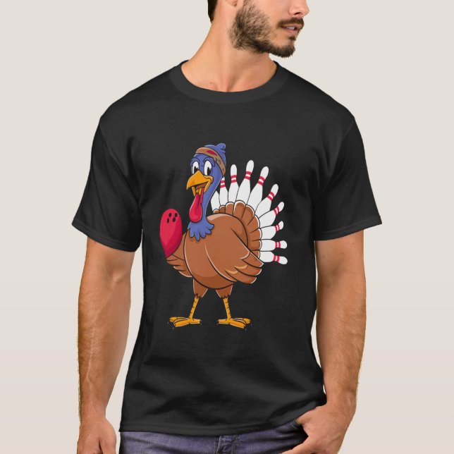 Thanksgiving Turkey Bowling Pin Matching Team T Sh T-Shirt (Front)
