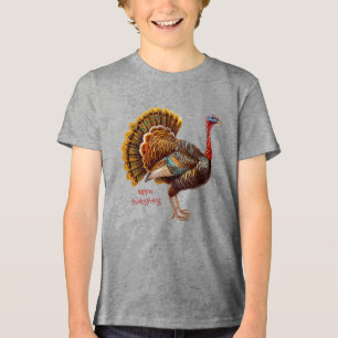Thanksgiving Turkey Boys T-Shirt Tri-Blend Shirt