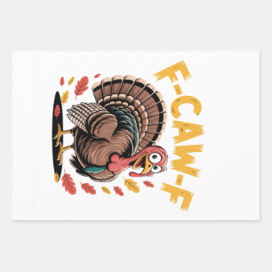 Thanksgiving Turkey Cawing F-Caw-F Funny Crow Wrapping Paper Sheet