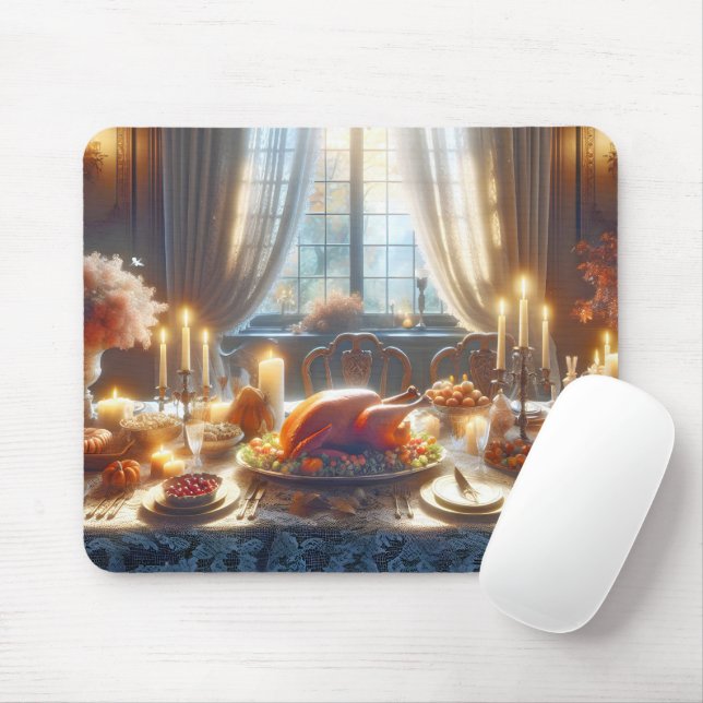 Thanksgiving Turkey Centerpiece Mouse Mat (With Mouse)