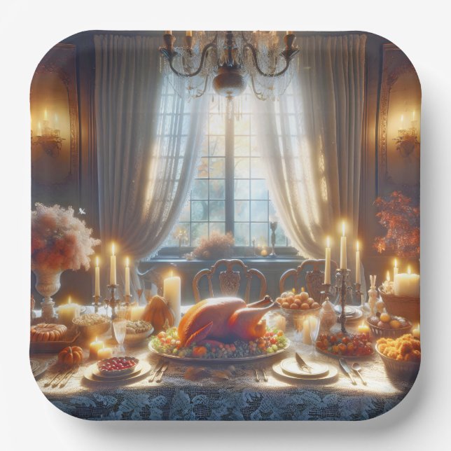 Thanksgiving Turkey Centerpiece Paper Plate (Front)