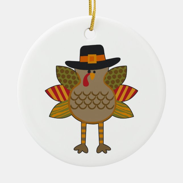 Thanksgiving Turkey Ceramic Tree Decoration (Front)