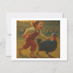 Thanksgiving Turkey Chase,  Postcard