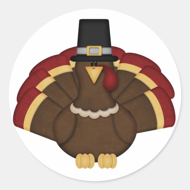 Thanksgiving Turkey Classic Round Sticker (Front)