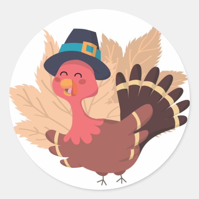 Thanksgiving Turkey Classic Round Sticker (Front)