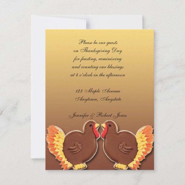Thanksgiving Turkey Cookie Invitation (Front)
