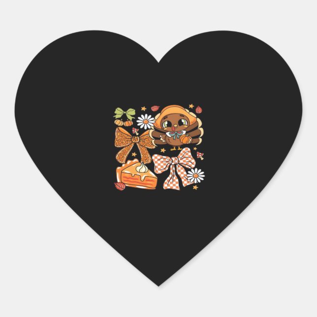 Thanksgiving Turkey Coquette Classic T-Shirt Heart Sticker (Front)