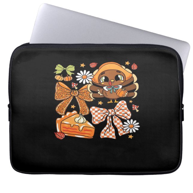 Thanksgiving Turkey Coquette Classic T-Shirt Laptop Sleeve (Front)