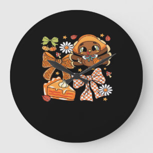 Thanksgiving Turkey Coquette Classic T-Shirt Large Clock