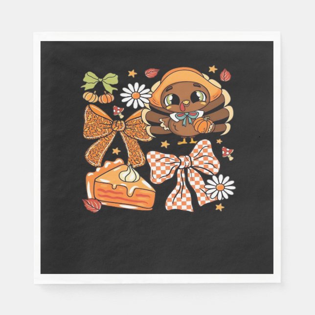Thanksgiving Turkey Coquette Classic T-Shirt Napkin (Front)