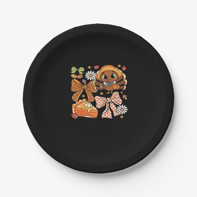Thanksgiving Turkey Coquette Classic T-Shirt Paper Plate (Front)