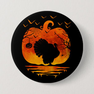 THANKSGIVING TURKEY COSTUME PUMPKIN FALL SEASON 7.5 CM ROUND BADGE