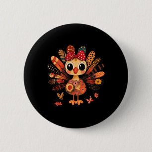 Thanksgiving Turkey Cute Coquette Bow Girl Kid Wom 6 Cm Round Badge