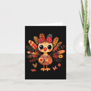 Thanksgiving Turkey Cute Coquette Bow Girl Kid Wom Card