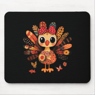Thanksgiving Turkey Cute Coquette Bow Girl Kid Wom Mouse Mat