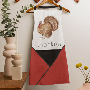 Thanksgiving Turkey Cute Geometric Colour Block Apron