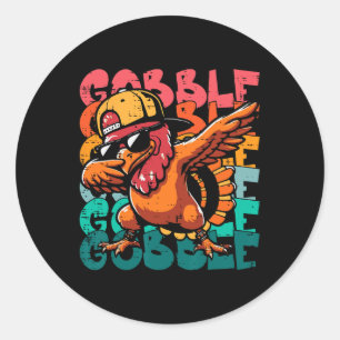 Thanksgiving Turkey Dab Gobble Funny Toddler Boys  Classic Round Sticker