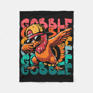 Thanksgiving Turkey Dab Gobble Funny Toddler Boys  Fleece Blanket