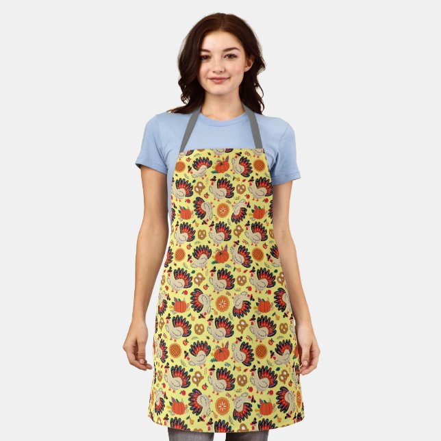 Thanksgiving Turkey Day Fall Autumn Chef's  Apron (Worn)