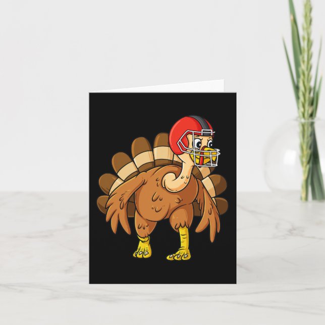 Thanksgiving Turkey Defensive End Football Boys Ki Card (Front)
