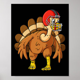 Thanksgiving Turkey Defensive End Football Boys Ki Poster
