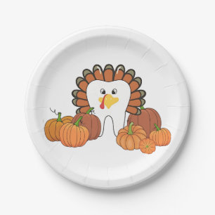 Thanksgiving Turkey Dental Dentist Teeth Paper Plate