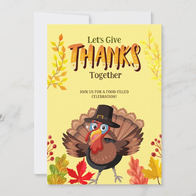 Thanksgiving Turkey Dinner Feast Invitation (Front)