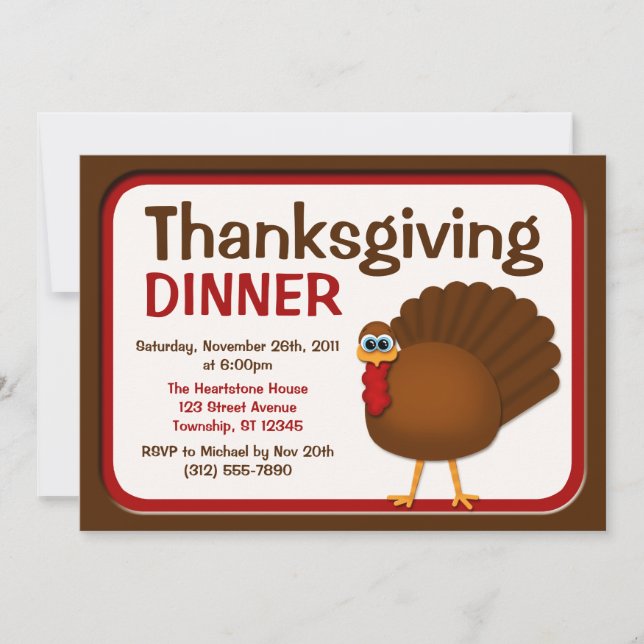 Thanksgiving Turkey Dinner Invitations (Front)