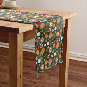 Thanksgiving Turkey Dinner Pattern Medium Table Runner