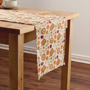 Thanksgiving Turkey Dinner Pattern Medium Table Runner