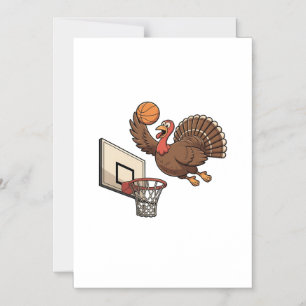 Thanksgiving Turkey Dunking Basketball Funny Magnetic Invitation