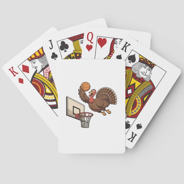 Thanksgiving Turkey Dunking Basketball Funny Playing Cards (Back)