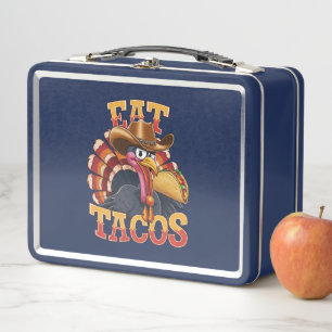 Thanksgiving Turkey Eat Tacos  Funny Mexican  Metal Lunch Box