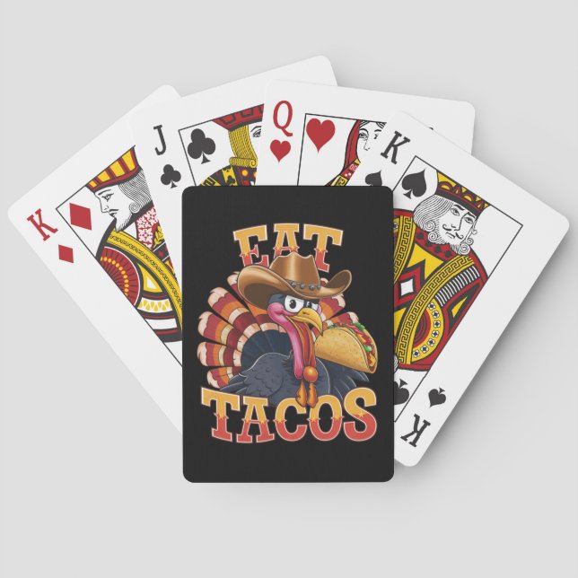 Thanksgiving Turkey Eat Tacos  Funny Mexican  Playing Cards (Back)