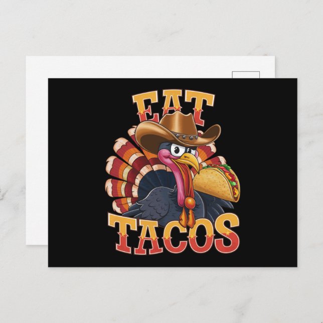 Thanksgiving Turkey Eat Tacos  Funny Mexican  Postcard (Front/Back)