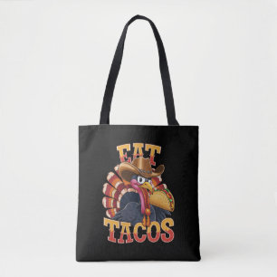 Thanksgiving Turkey Eat Tacos Funny Mexican Tote Bag